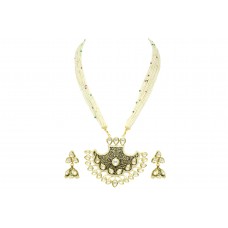 Crystal Polki Fashion jadau bead necklace jhumki Earring Gold Plated